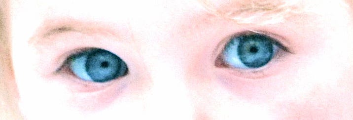 A close-up of a child's eyes
