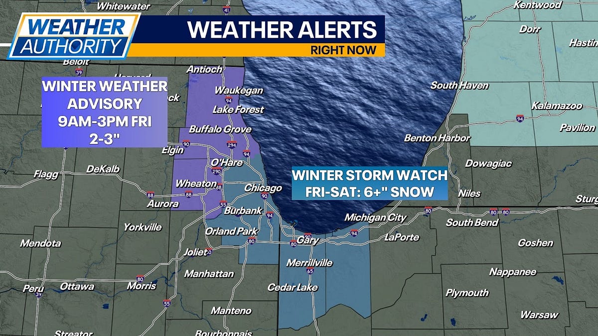 ️Heavy Lake Effect Snow Takes Aim at Chicagoland Friday & Saturday