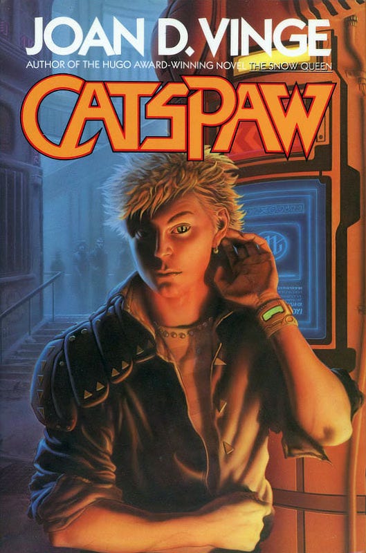 Book cover for CATSPAW by Joan Vinge, published by Warner Books.
