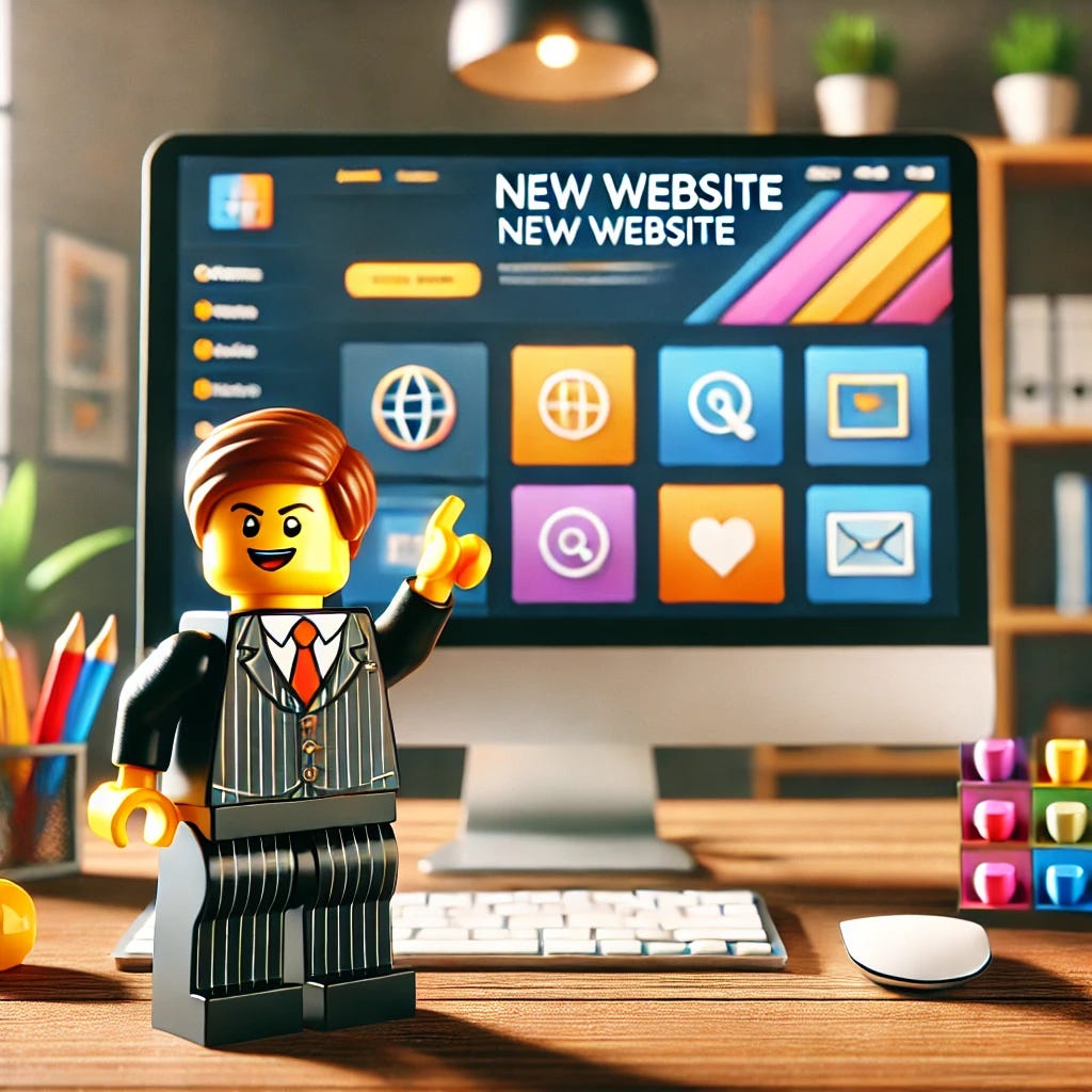 Lego man with prototype website