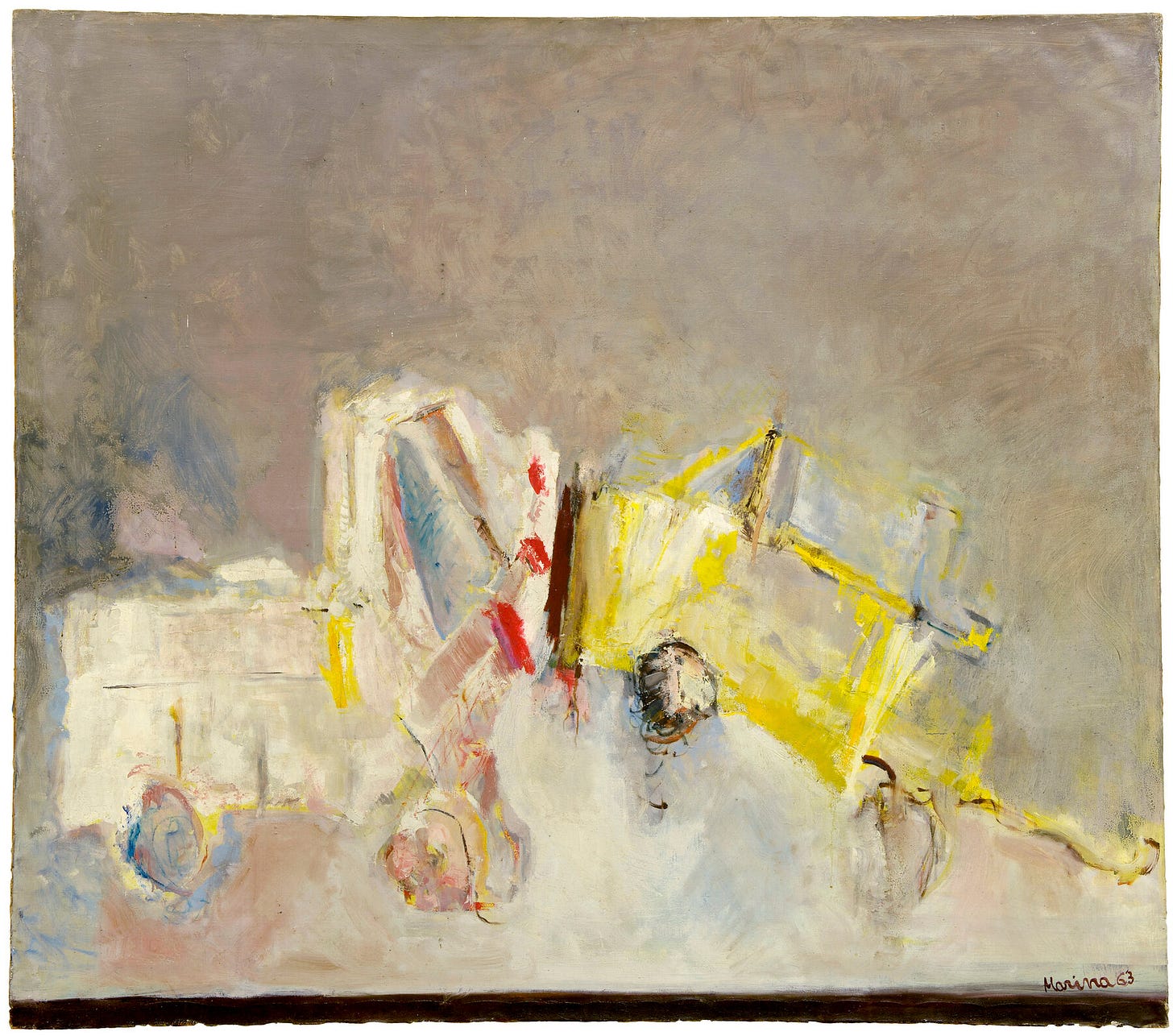 A painting of two vehicles crashing into each other.