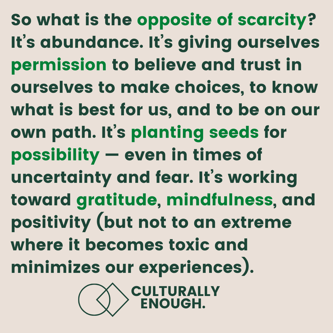 Shifting from scarcity mindset to abundance mindset