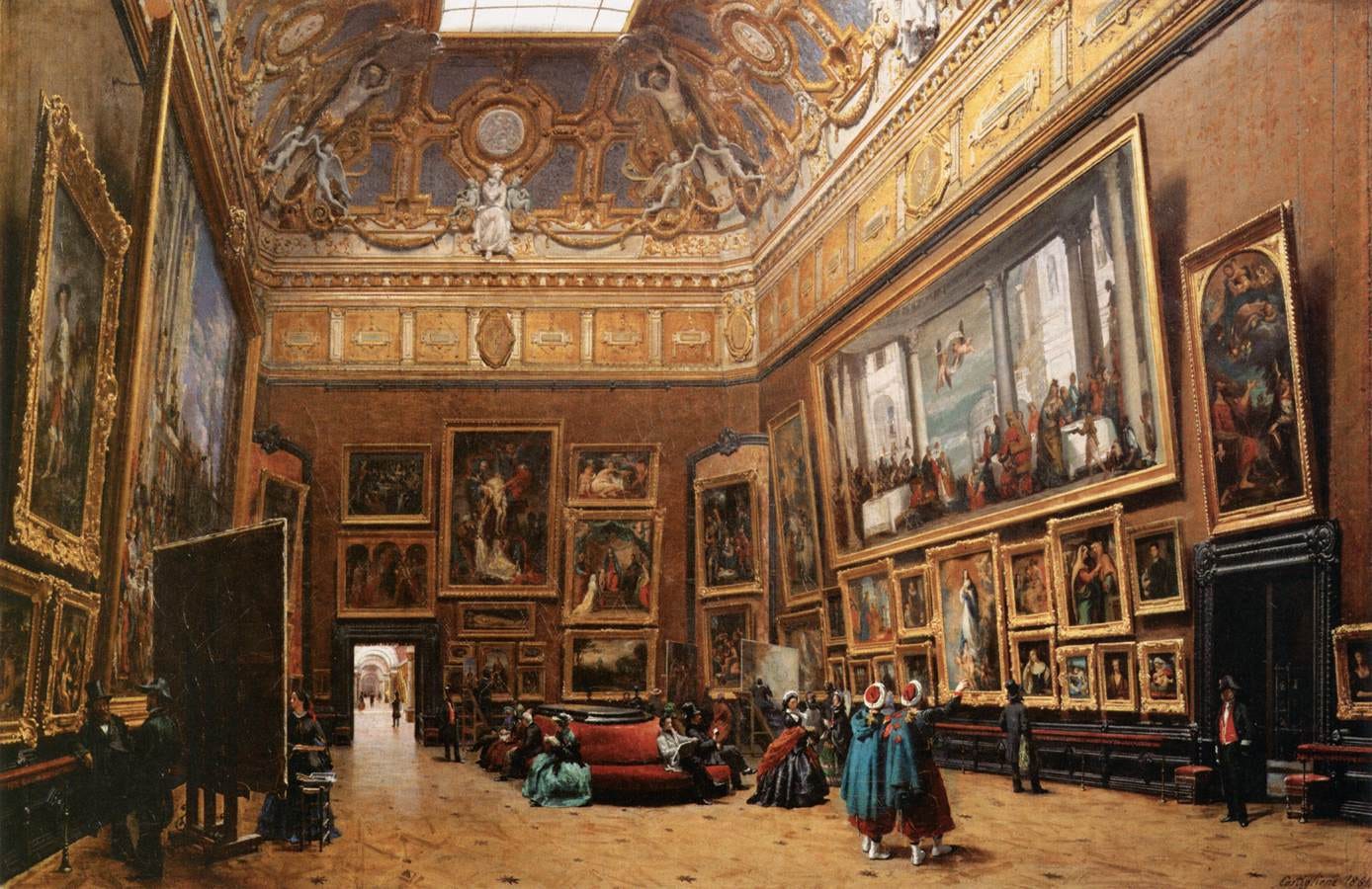 Historic photograph of the Louvre gallery where the Mona Lisa hung Historic photograph of the Louvre gallery where the Mona Lisa hung