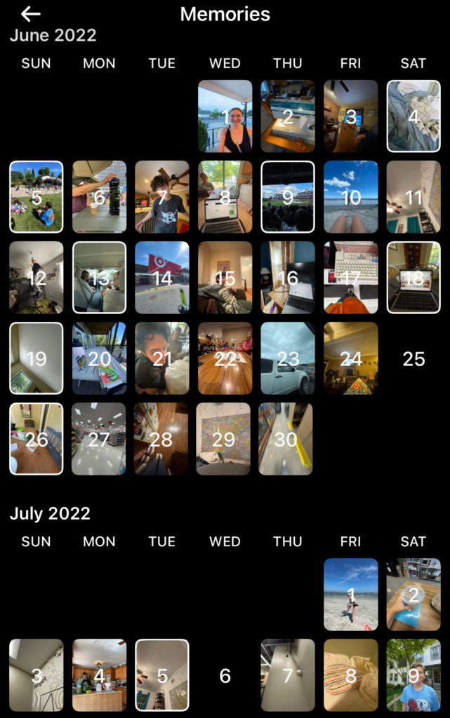BeReal calendar view