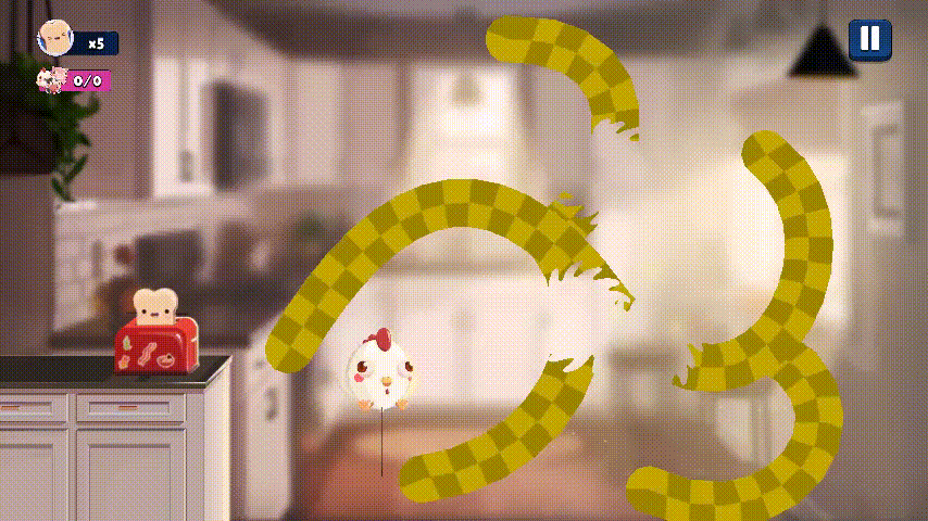 Visualização dos fluxos de margarina com uma máscara personalizada, no formato de uma engrenagem, que se rotaciona conforme sua movimentação pela curva.