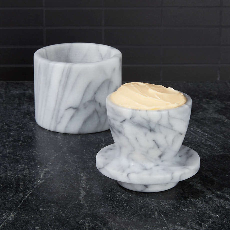 French Kitchen Marble Butter Keeper (Open Larger View)