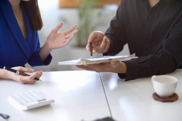 Cropped image, business colleagues are consults the marketing strategy Cropped image, business colleagues are consults the marketing strategy