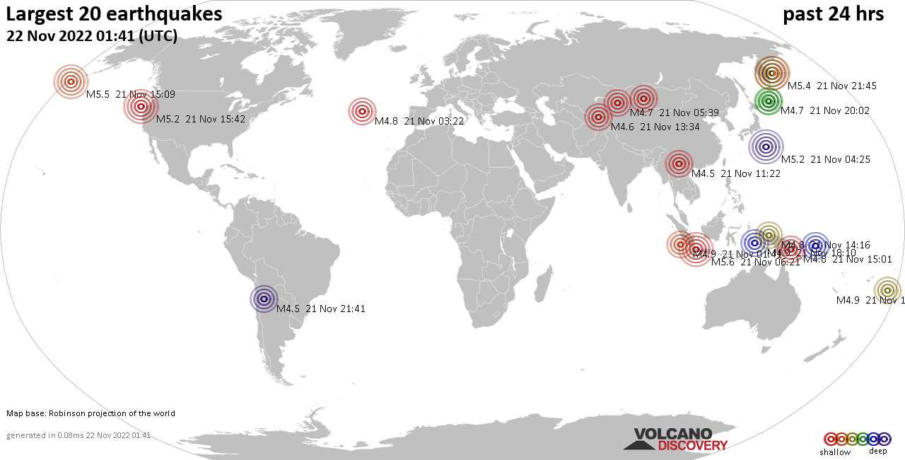 'Unexplained high earthquake activity in the last 24 hours around the globe.' 'Unexplained high earthquake activity in the last 24 hours around the globe.'