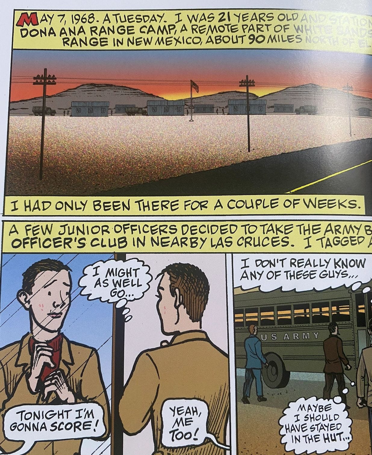 A page from Drafted showcasing Parker’s distinctive lettering, expressive colour work, and trademark dynamic storytelling.