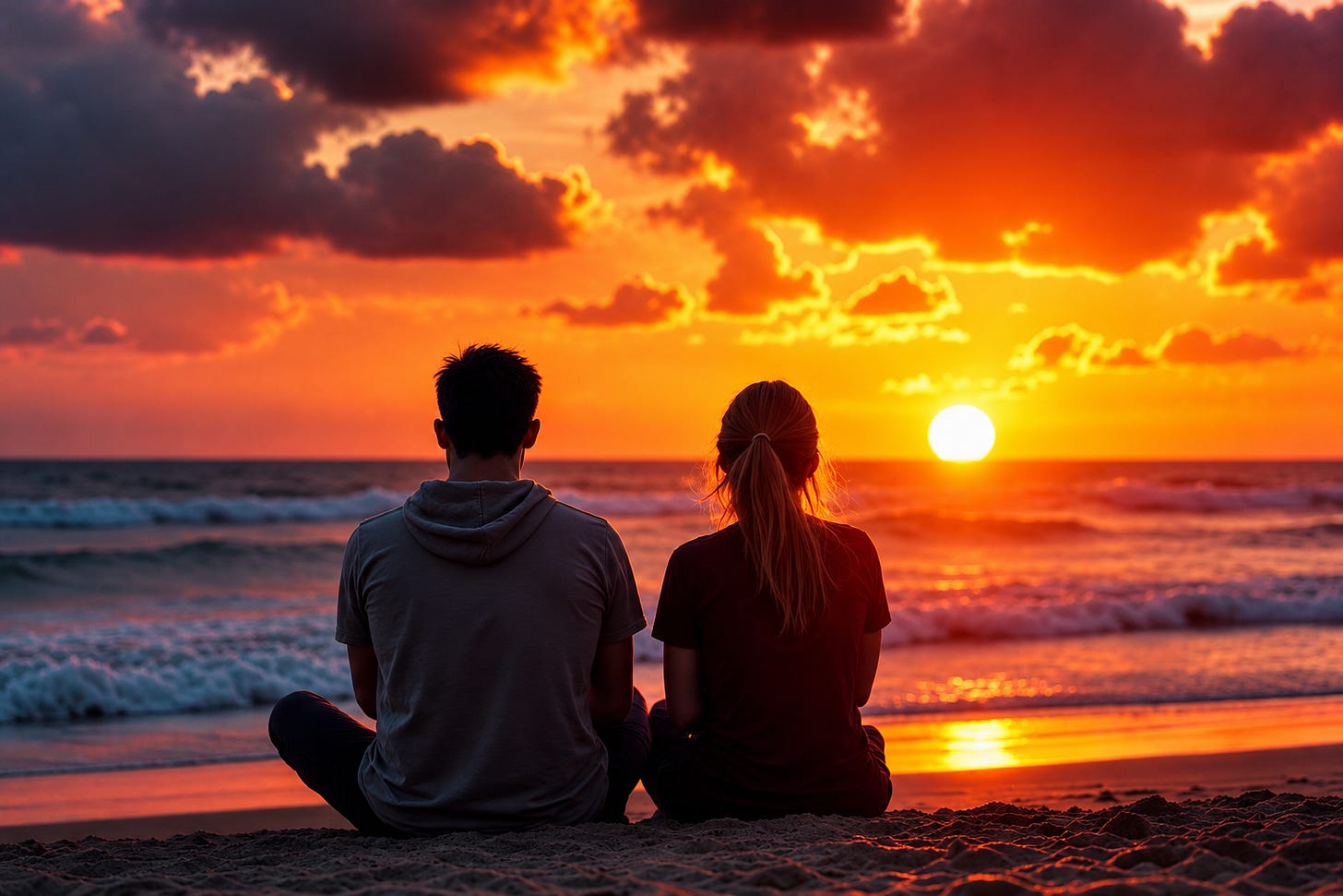 Friends watching the sun rise while at the beach. Friends watching the sun rise while at the beach.