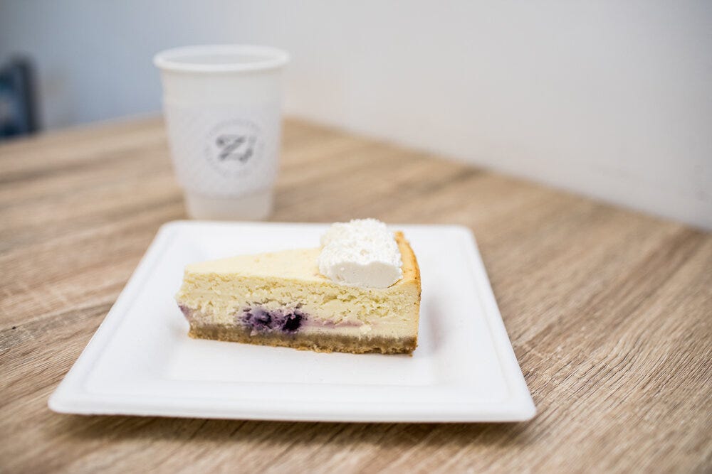 The lemon blueberry cheesecake at Zambawango. The lemon blueberry cheesecake at Zambawango.
