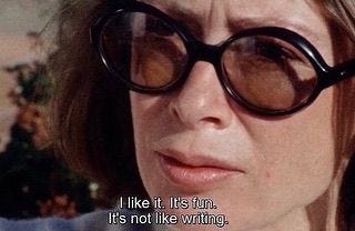 This may contain: a woman wearing glasses with a quote written on the side of her eyeglasses