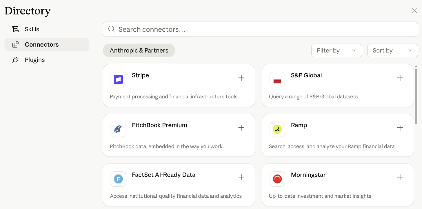 Claude Cowork finance connectors