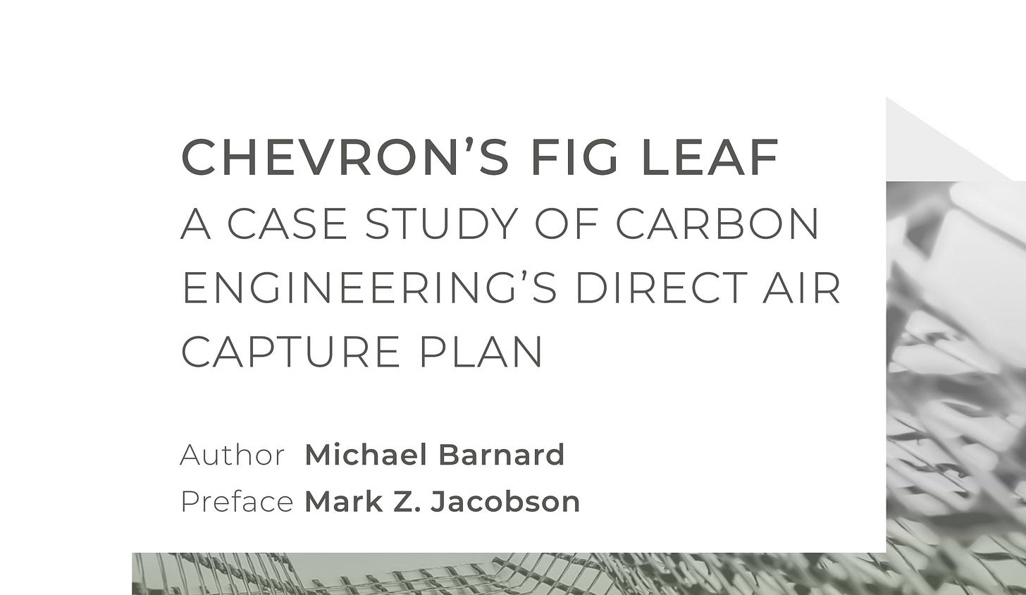 Cover of Carbon Engineering direct air capture report by Michael Barnard.