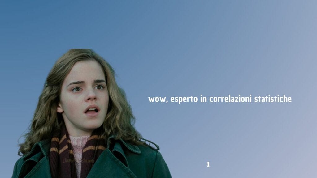 Meme con Hermione Granger sorpresa e la scritta 'wow, esperto in correlazioni statistiche', usato per smentire la fake news sul referendum cittadinanza 2025 e la presunta correlazione con l’aumento dell’immigrazione clandestina. Meme con Hermione Granger sorpresa e la scritta 'wow, esperto in correlazioni statistiche', usato per smentire la fake news sul referendum cittadinanza 2025 e la presunta correlazione con l’aumento dell’immigrazione clandestina.