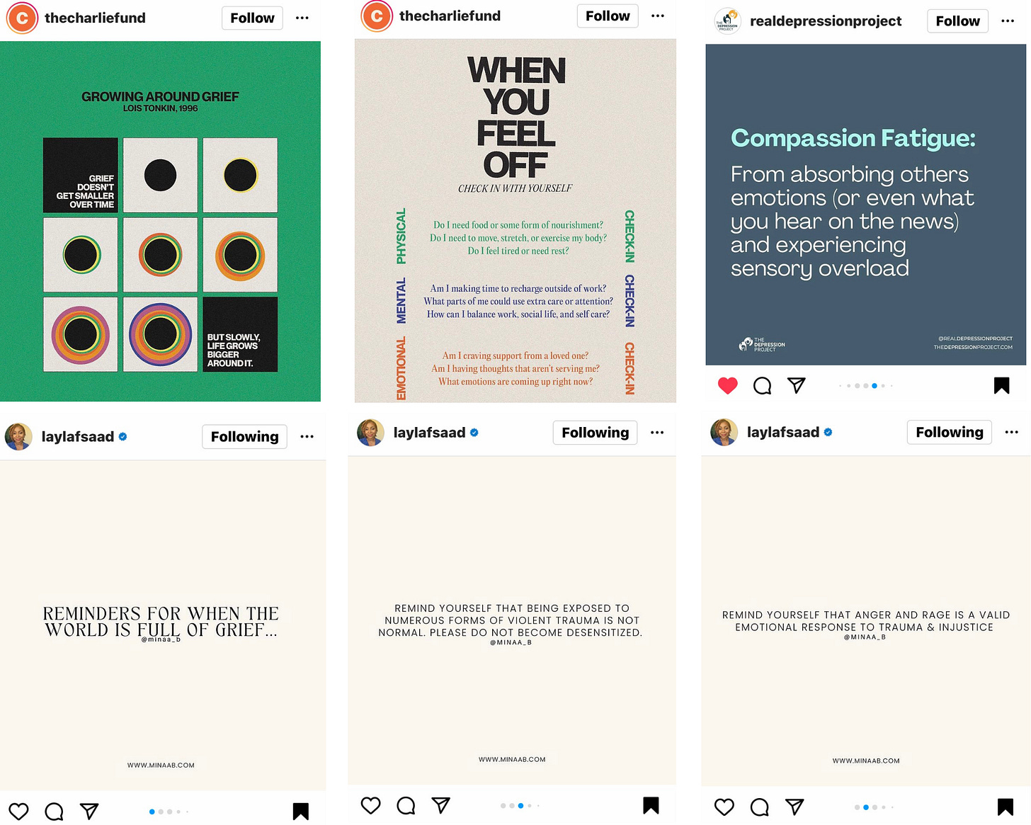 Collage of six screenshots of instagram posts Collage of six screenshots of instagram posts