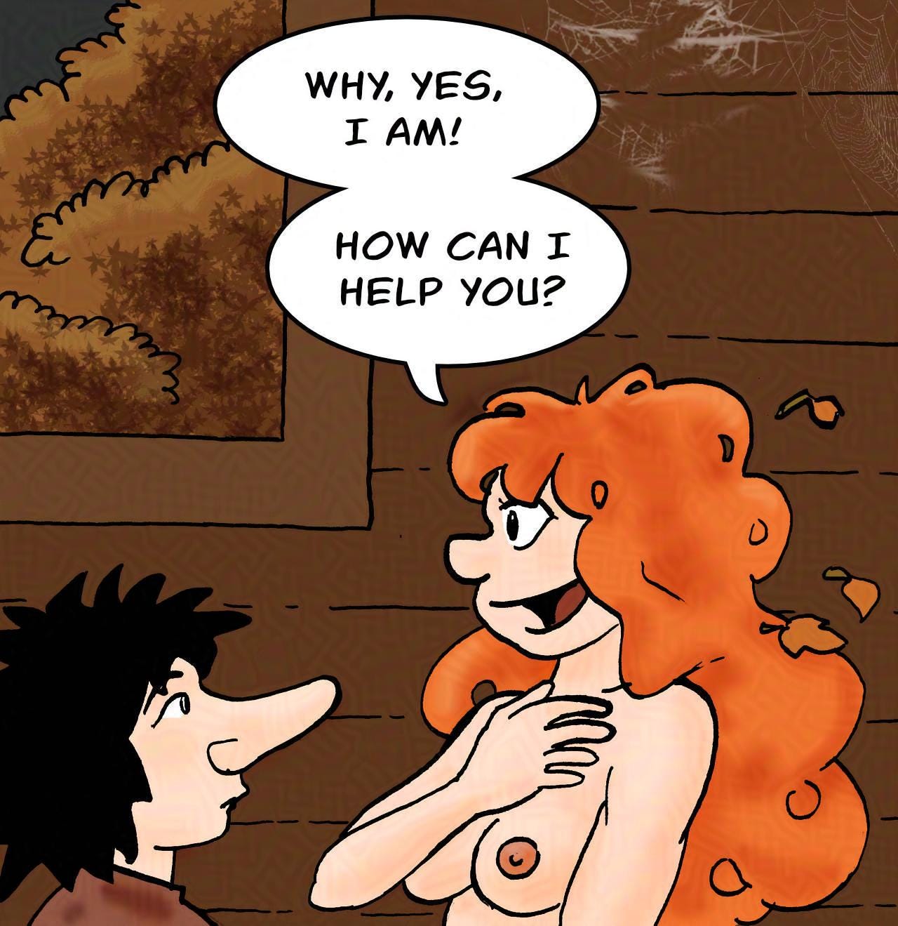 Panel 2. Kel: Why, yes, I am! How can I help you?