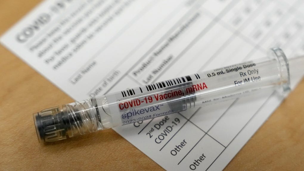 A Moderna Spikevax COVID-19 vaccine is seen at a drugstore in Cypress, Texas, Sept. 20, 2023. (Melissa Phillip/Houston Chronicle via AP, File) A Moderna Spikevax COVID-19 vaccine is seen at a drugstore in Cypress, Texas, Sept. 20, 2023. (Melissa Phillip/Houston Chronicle via AP, File)