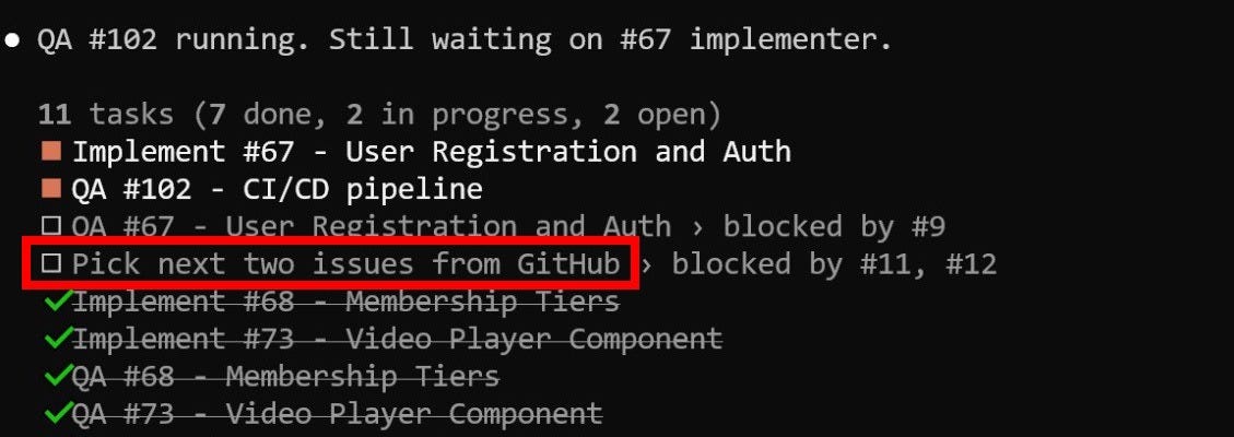 Claude Code task list with agents running in parallel