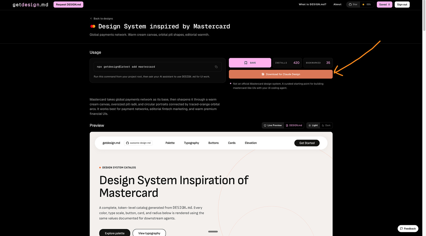 Nhấp vào đây để tải DESIGN.md cho Claude.