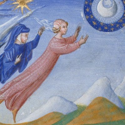 Arrivée au Ciel de la Lune (Divine Comédie, Yates Thompson 36) - Giovanni di Paolo