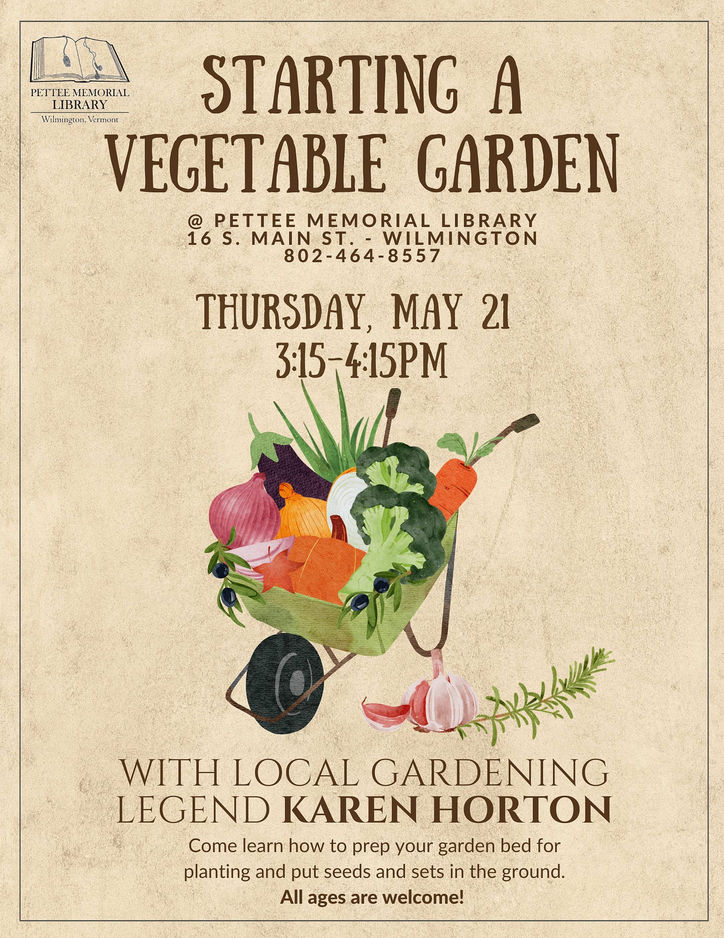 wheelbarrow full of veggies