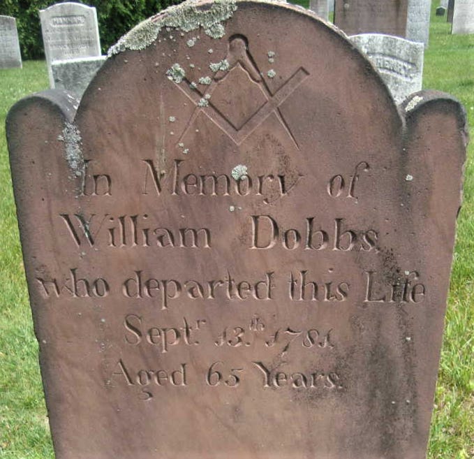 Gravestone for William Dobbs, 1781 Gravestone for William Dobbs, 1781