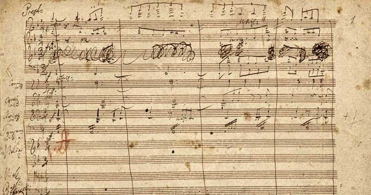 Original music sheet notes from Beethoven's Ninth Symphony Original music sheet notes from Beethoven's Ninth Symphony