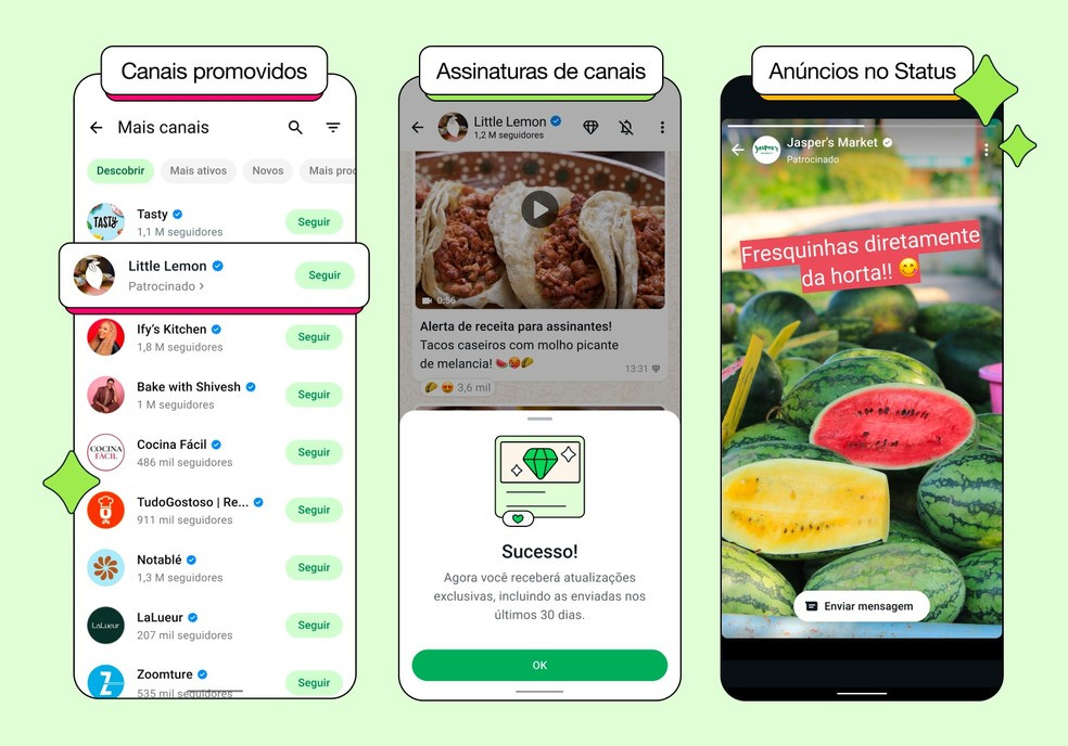 WhatsApp anuncia anúncios no Status e canais com conteúdo pago — Foto: Divulgação/WhatsApp