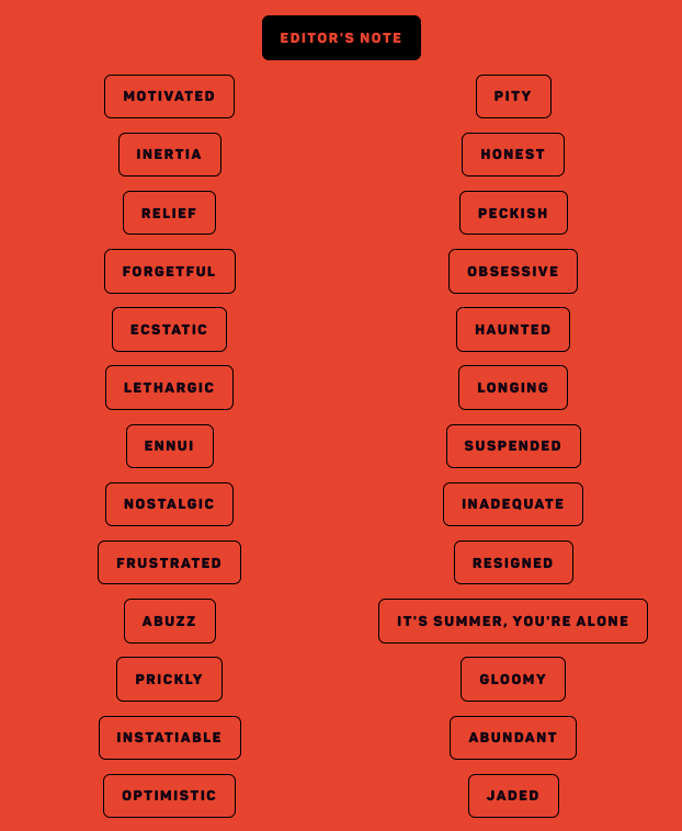 The home page and table of contents for the latest issue of In The Mood.