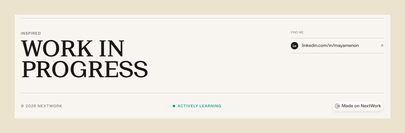 A portfolio footer with a LinkedIn link A portfolio footer with a LinkedIn link