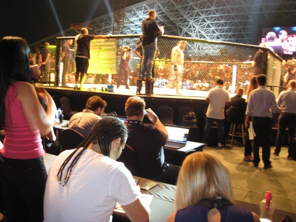 Kris Fade from Virgin Radio watching the big fight Kris Fade from Virgin Radio watching the big fight