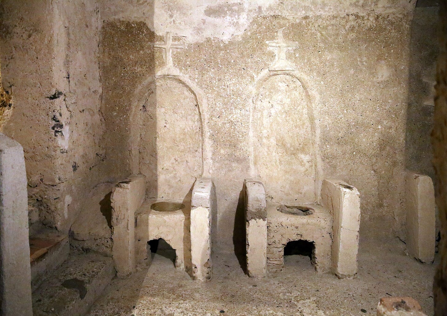 The stone crypt of the Poor Clares inside the Castello Aragonese on Ischia