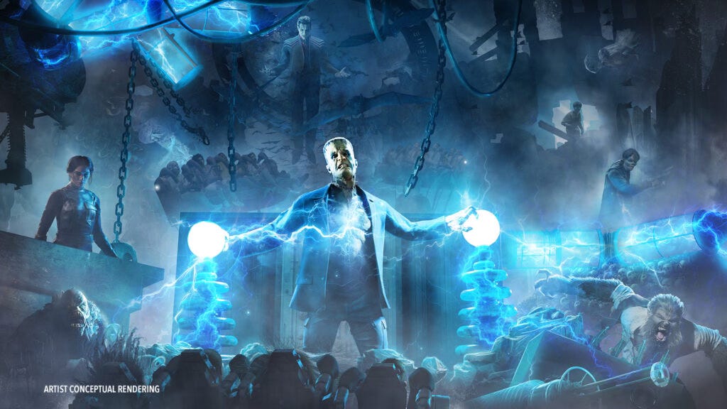 Monsters Unchained- The Frankenstein Experiment at Epic Universe rendering 