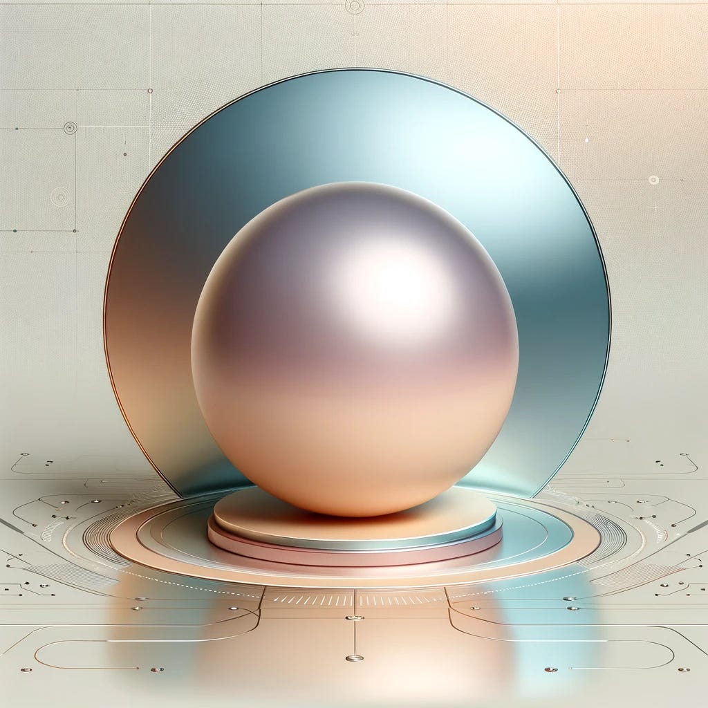 A 3D scene ideal for 'Techtember', centered around a glossy, minimalistic sphere with multiple subtle, blending gradients. The sphere, positioned prominently in the scene, exhibits a sleek and smooth surface with a gradient transition from colors like soft peach, gentle lavender, and light aqua, creating a calming yet sophisticated look. This elegant sphere is surrounded by a background indicative of technology and innovation, possibly with abstract digital patterns or circuit-like designs. The overall composition combines the serenity of the gently colored sphere with the dynamic energy of tech-themed elements, suitable for a Techtember theme.