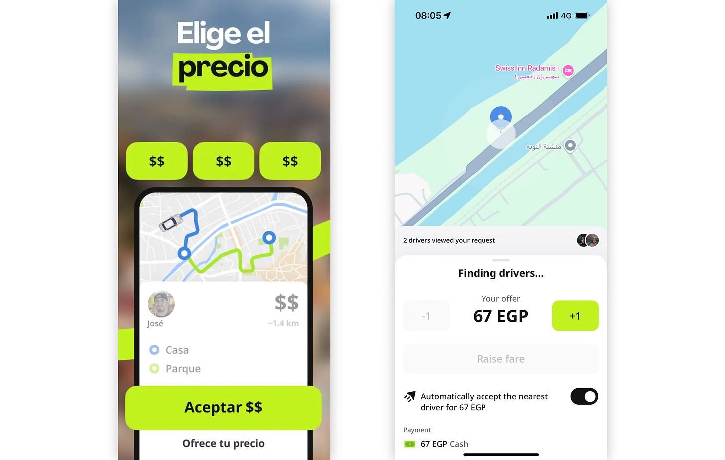 Izquierda: captura de la AppStore - Derecha: captura real de la app