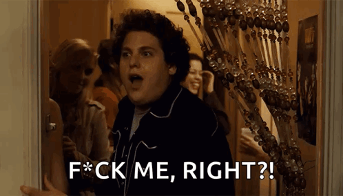 a man says " f * ck me right " while standing in a room a man says " f * ck me right " while standing in a room