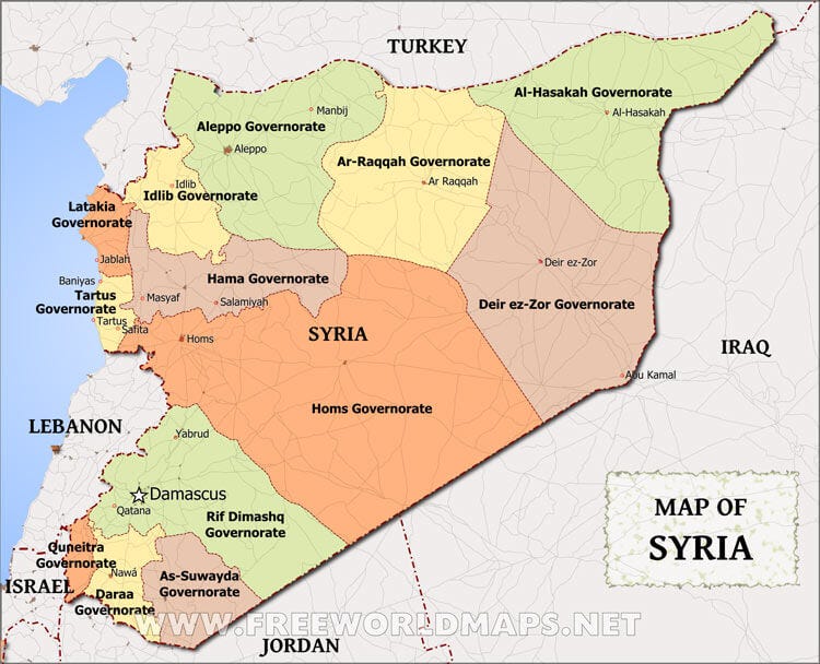 Syrian provinces (freeworldmaps.net) The Meir Amit Intelligence and Terrorism Information Center's Spotlight on Global Jihad