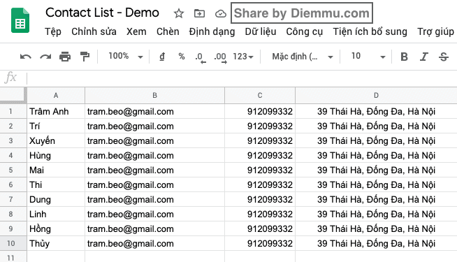 Demo Contact List