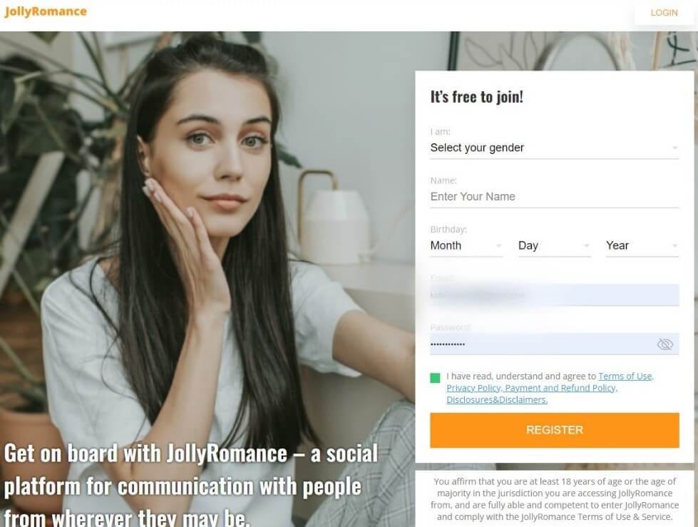 Registration on jollyromance