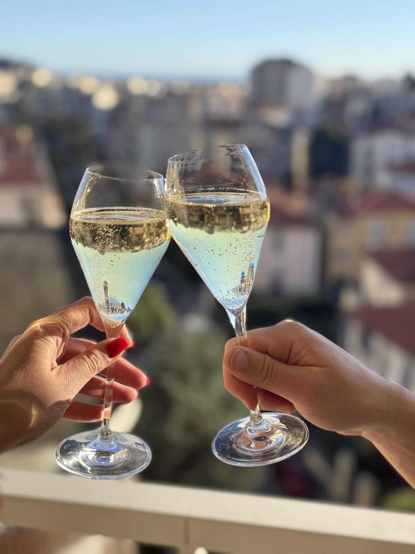 two champagne glasses