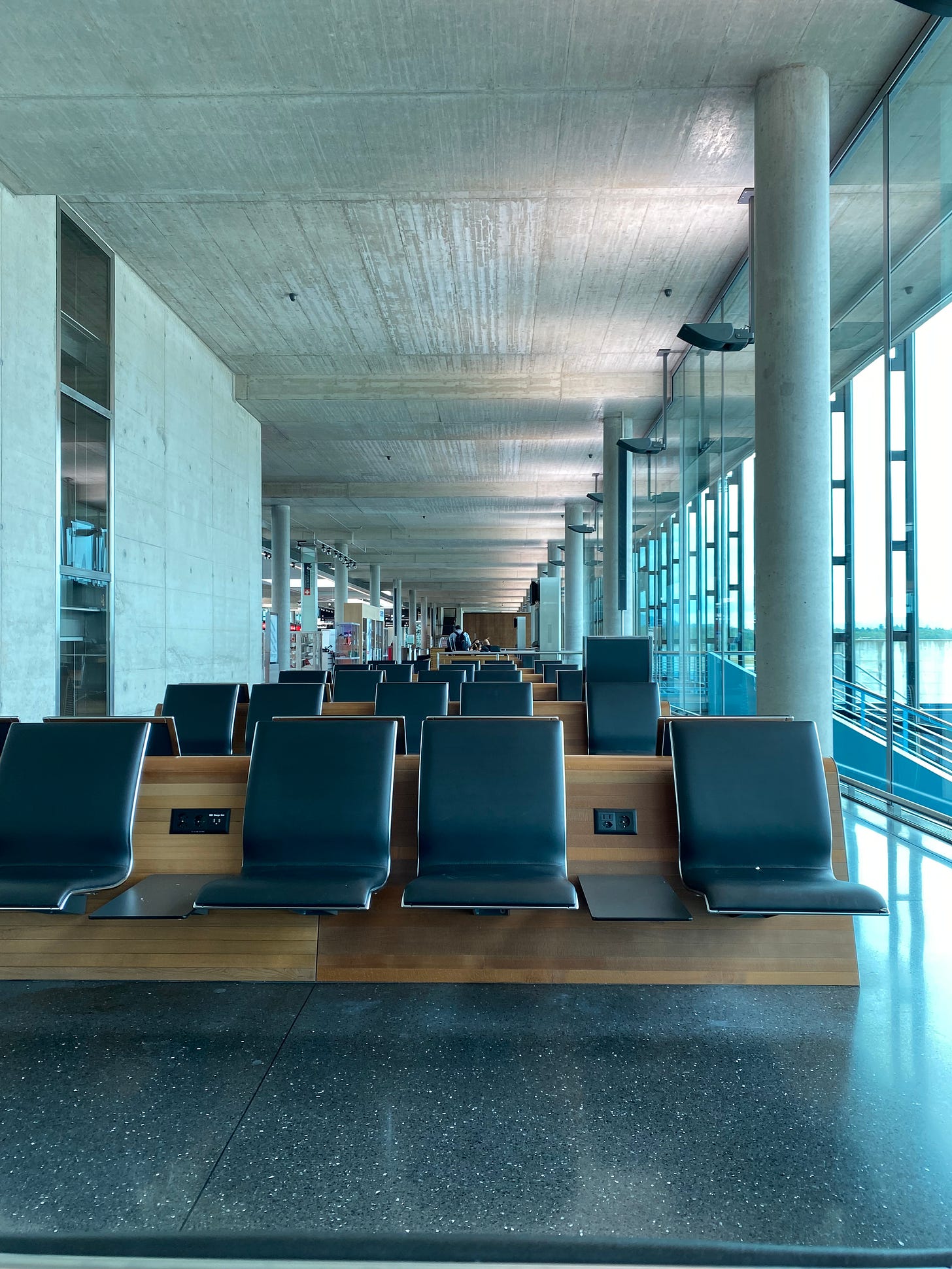Empty Zurich Airport terminal during COVID.