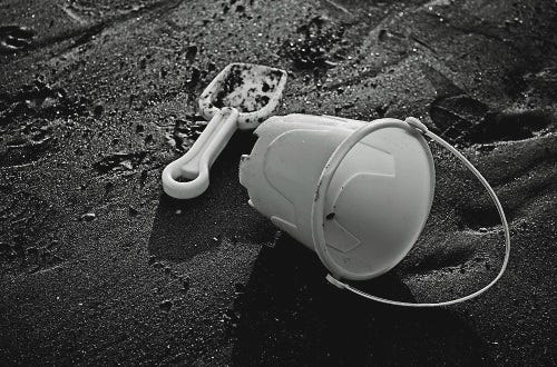 Empty Bucket on Beach
