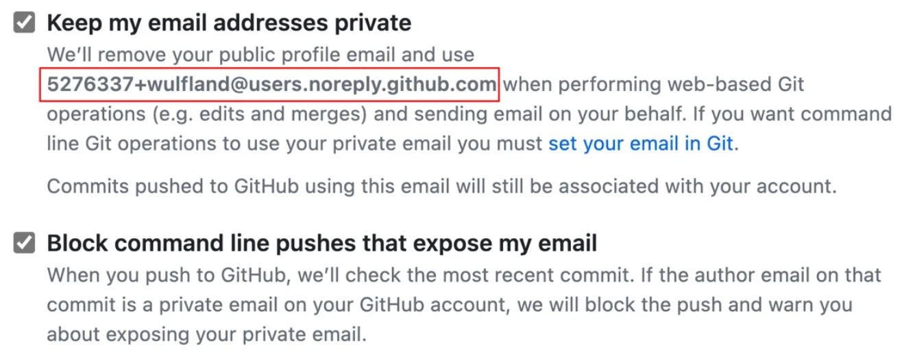 Figure 2.1 – Keep your email address private in public repositories