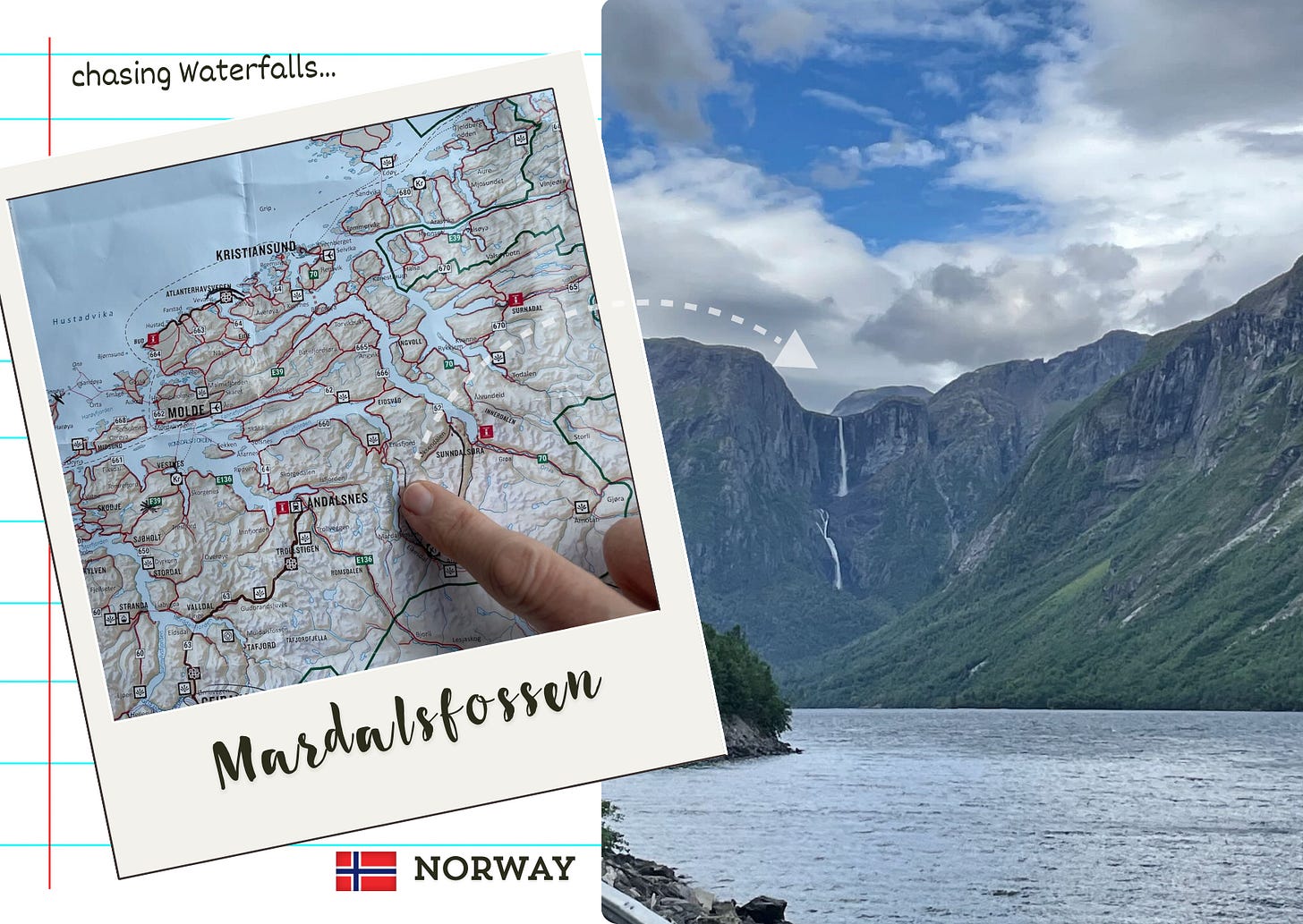 waterfall seen from across a lake