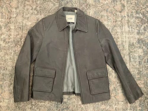 J Crew Women’s Leather Jacket Gray Small Vintage 90’s - Picture 1 of 7