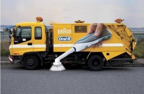 Creative Guerrilla Marketing - Oral-B Toothbrush ambient ad on street  cleaning truck. Awesome! | Facebook