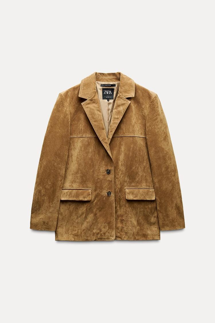 Zara SUEDE BLAZER - Light camel - Image 3