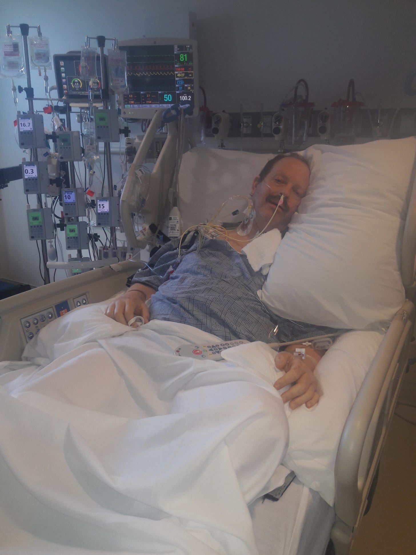 Man in hospital bed