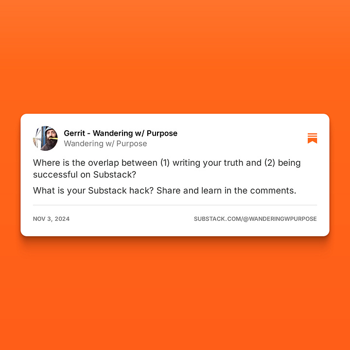 Wandering w/ Purpose Substack Notes